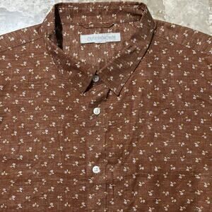 Outerknown Shirt Mens Large Red Orange Short Sleeve Floral Beach Surf Cotton